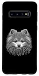 Coque pour Galaxy S10 Line Art Poméranien Pomeranians Chien