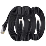 Cat6 Ethernet Cable Network Cord Rj45 Black 1.5ft-3pack