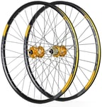 L.BAN Cycling Wheels For 26 27.5 29 Inch Mountain Bike Wheelset Alloy Double Wall Quick Release Disc Brake Compatible 8-11 Speed,Gold-26inch