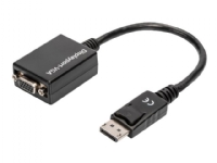 DIGITUS DisplayPort Adapter Cable - Videokort - DisplayPort (hane) till HD-15 (VGA) (hona) - 15 cm - stöd för 1080p (paket om 10)