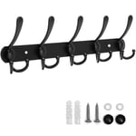 TXErfolg Black Wall Mounted Hook Rack 5 Hooks Coat Rack Wall Mounted with Screws Heavy Duty Coat Hooks for Wall Mounted for Coats Towels Bathrobes Hats Clothes Robes Wardrobes Robes