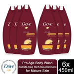Dove Pro Age Body Wash Sulfate-free Rich Nourishment for Mature Skin, 6x450ml