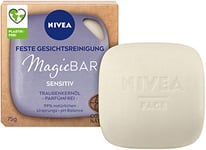 NIVEA MagicBar Nettoyant pour le visage sensible (75 g) - Sans parfum - Cosmétique naturel certifié avec huile de pépins de raisin