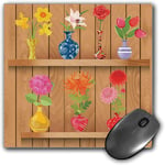 Mouse Pad Gaming Functional Daffodil Thick Waterproof Desktop Mouse Mat Glass Vases with Colorful Flowers on Wooden Shelves with Pastel Effects Artsy Graphic,Multi Non-slip Rubber Base