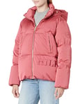 Tommy Hilfiger Women's Sateen Down Hooded Jacket Down Jackets, Frosted Raspberry, L