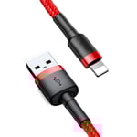 Kevlar USB till Lightning 2.1A - 2m - Grå / Röd