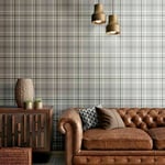 MURIVA GREY SILVER TARTAN KELSO CHECKED WALLPAPER CATHERINE LANSFIELD 165521 NEW