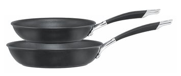 Circulon Momentum Non Stick Frying Pan Set of 2 – Induction Frying Pan Set, Oven & Dishwasher Safe Hard Anodised Cookware with Soft Grip Handles, Black