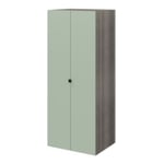 Armoire penderie 2 portes battantes vert agave et effet chêne grisé GoodHome Atomia H. 187 x L. 75 x P. 58 cm
