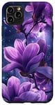 Coque pour iPhone 11 Pro Max Imagerie de l'espace lointain : Bold Purple Magnolias Space