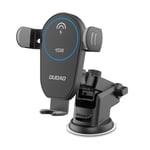 Dudao Qi Wireless Charger 15 gravity car holder with adjustable arm on the glass and black dashboard (F1Pro black)