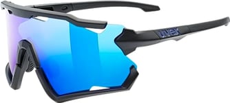 uvex Sportstyle 228 - Sports Sunglasses for Men and Women - Anti-Fog Technology - Removable Frame - Black Matt/Blue - One Size