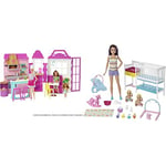 Barbie Cook ‘n Grill Restaurant Playset Doll & Nursery Playset with Skipper Babysitters Inc. Doll, 2 Baby Dolls, Crib and 10+ Pieces of Working Baby Gear Toys,GFL38