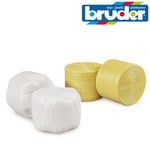 Bruder Toys 02345 - 4 Pack Round ( 2x White Wrapped 2x Brown ) Hay Bales 1:16