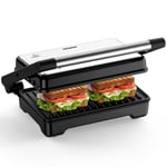 OSTBA APPLIANCE ZJ-521 Sandwich Toaster, Toastie Maker, Grill with Non-Stick Plates, 1500W, Aluminium, 1500 W, Indicator Lights Panini Press