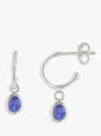 Auree Hampton Sapphire Drop Mini Hoop Earrings, Silver/Blue