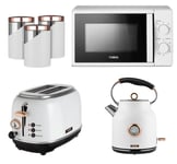 Tower Bottega White Kettle Toaster T24034WHT 700W Microwave & Canisters Set of 6