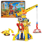 Rubble and Crew, Coffret Bark Yard Crane Tower avec Figurine articulée Ruben, Bulldozer et Sable Kinetic Build-It Play Sand, Jouets pour Filles et garçons à partir de 3 Ans