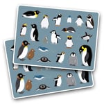 Rectangle Stickers(Set of 2) 7.5cm - Cartoon Penguin Mixture Kids Pattern Fun Decals for Laptops,Tablets,Luggage,Scrap Booking,Fridges, #44533