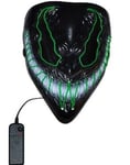 Svart och Grön Venom Inspirerad Mask med LED-Ljus