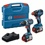 Bosch Verktygspaket Slagskruvdragare GDX 18V-200 och  Skruvdragare GSR 18V-EC 2x4Ah batterier och laddare