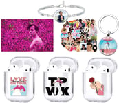 DOUBLEME Harry Styles Merch, Harry Styles Airpods Case Cover Protective Hard, Compatible with AirPods 1&2|Harry Styles Poster|Bracelet Keychain 50 Pcs Stickers for Man, Woman, Teens, Girls, Boys