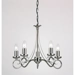 Endon Trafford 60W Dimmable 5LT Ceiling Light Chandelier Antique Silver 180-5AS