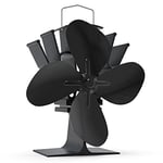 VOUNOT 4 Blade Stove Fan, Log Burner Fan for Wood Burning, Silent Operation, Eco Friendly Circulation, Heat Powered Fireplace Fan