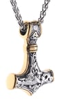 Lykka Viking Mjölnir kaulakoru kulta-hopea 60 cm 4.3 x 3.1 cm