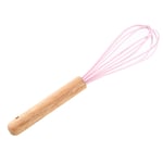 ZSDN 1Pcs Pink Silicone Whisk with Wooden Handle Mixing Cooking Tool Durable Cream Foamer Baking Utensils