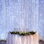 Vita Gardiner, 8 Ljuslägen, 300 LED Gardinlampor, IP44 Vattentät Sträng, Heminredning, Fönsterdekoration, Jul, Bröllop, Födelsedag