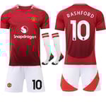 24-25 Manchester United Hemma Barn Vuxen Fotbollströja Kit med Strumpor No.10 RASHFORD XS