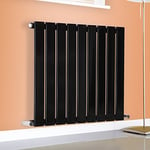 NRG Premium Black 600 x 612 mm Radiator | Flat Panel Single Column Designer Central Heating Radiators UK