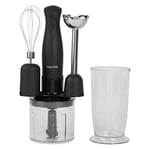 Salter Kuro 3 In 1 Blender Set -Whip, Blend & Chop Functions, Stainless Steel Blades, Soup Maker with 2 Speeds, BPA-Free Food Processor with 500ml Chopping Bowl, 700ml Storage Beaker, 350W, Black