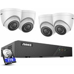 3K Kit Caméra de Surveillance Extérieure Filaire avec Détection de Personnes/Véhicule, Kit Vidéo Surveillance avec 2To 6MP nvr et 4 x 3K Caméra ip