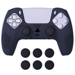 eXtremeRate PlayVital Midnight Blue 3D Studded Edition Anti-slip Silicone Cover Skin for ps5 Controller, Soft Rubber Case Protector for ps5 Controller with 6 Black Thumb Grip Caps