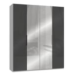 Inside75 Armoire penderie LISEA 2 portes verre anthracite miroir 200 x 236 cm HT