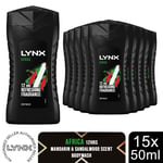 Lynx Africa Refreshing Energy Boost Shower Gel Body Wash, 15x 50ml