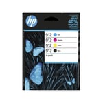 Hp 912 Pack de 4 cartouches d'encre noire, cyan, jaune et magenta authentiques (6ZC74AE) pour OfficeJet 8010/Pro 8020 series
