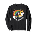 9th Birthday Funny Cat Rainbow On Cloud Nine Sweatshirt