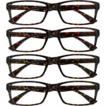 Company Brun Sköldpaddsmönstrade Läsglasögon Value 4-pack Designer Style Herr Dam RRRR92-2 +1,50 Brun Sköldpaddsmönstrad Brown Tortoiseshell +1.50 Magnification