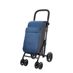 Carlett - Chariot de Courses, Chariot Pliable pour supermarché, avec 4 Roues résistantes à la Pluie et Une Grande capacité de 25 kg, Sac Principal de 36 L, Isotherme de 7,5 L - Couleur Bleu.