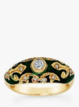 Milton & Humble Jewellery 18ct Yellow Gold Second Hand Domed Enamel Diamond Ring