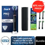 Oral-B Pro 3 3500 Cross Action Toothbrush w/ 4x Refill Head & Travel Case, Black