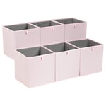Amazon Basics Collapsible Fabric Storage Cube Organiser Bins, Pack of 6, Peony Pink, 33 x 38 x 33 cm