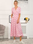 Jolie Moi Rheana Spot Print Midi Dress, Light Pink