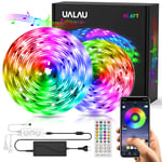 20M LED Strip Lights, UALAU APP Control Music Sync LED Light Strip Kits with Remote and Control Box, 5050 SMD Color Changing RGB LED Lights for Bedroom, Room, Kitchen, Ceiling and TV