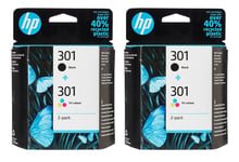 2x Original HP 301 Black & Colour Ink Cartridges For DeskJet 1050 Inkjet Printer