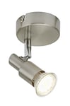 Briloner Leuchten 2907–012 A +, Projecteur, lampe LED, Applique murale, couverture, métal, 3 W, nickel mat, 8 x 8 x 10 cm
