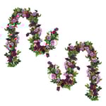 2 st konstgjorda blomstergirlander, konstgjorda rosgirlander, konstgjorda blommor, hängande sidenrosor, vinrankor, bröllop, hem, kontor, båge